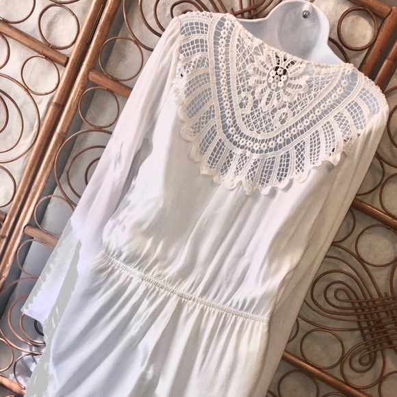 White Draped Romper w/Bell Sleeves - Picture 2 of 7